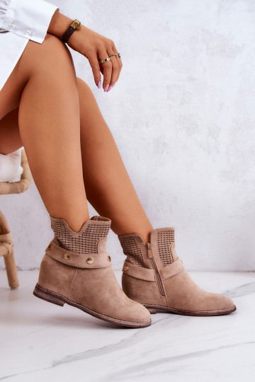 mit durchbrochenen Elementen Frühling Feminin Stiefel Beige Royale 2