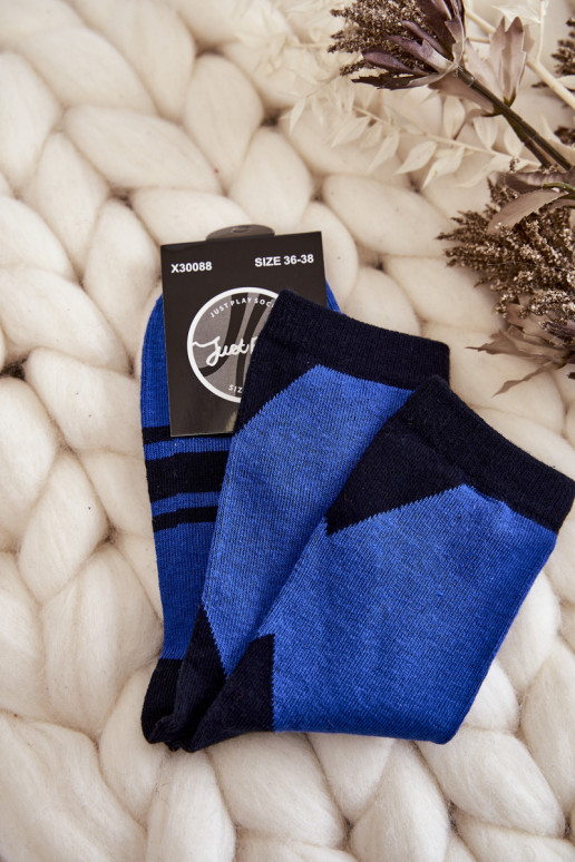 Socken ZZuei Farbtöne mit Streifen Blau-schZuarze Farbe