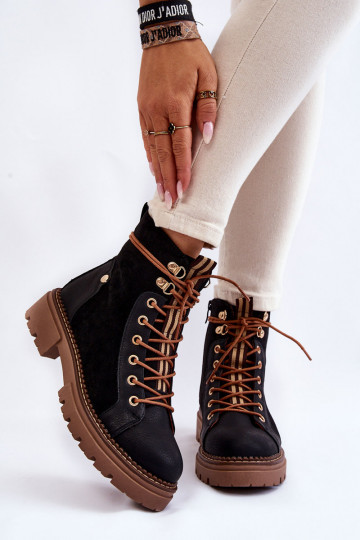 Bottines en suède doublées noires Alette