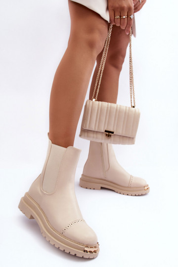 Damenstiefel Chelsea-Stiefel Beige Nialee