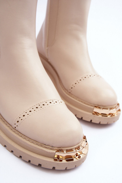 Damenstiefel Chelsea-Stiefel Beige Nialee