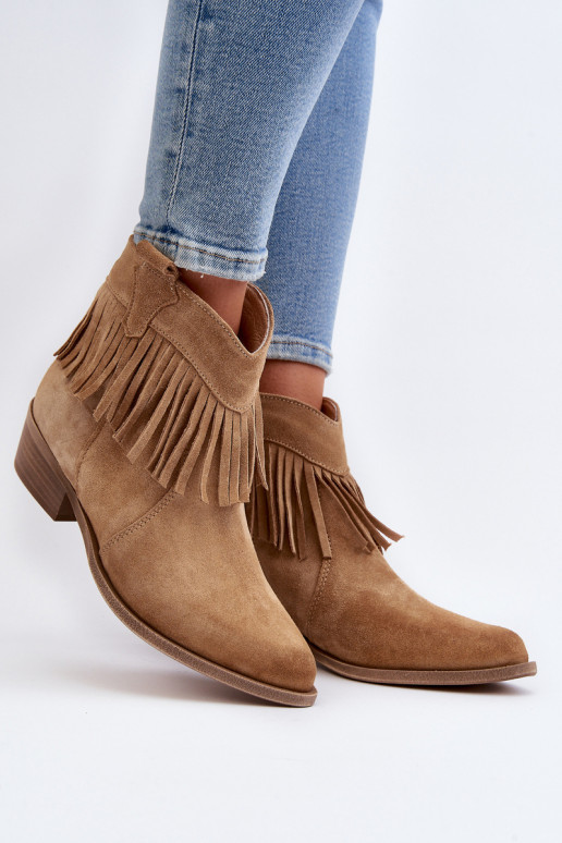 Zazoo 3430 Suede schoenen Dames met kInastjes beige