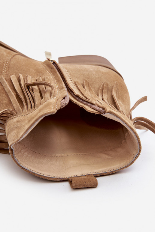 Zazoo 3430 INildlederschuhe Feminin mit Fransen Beige