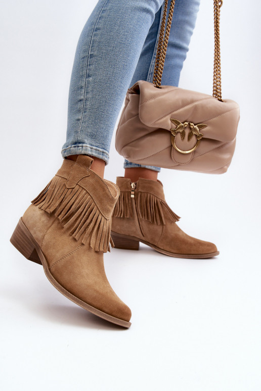 Zazoo 3430 Suede schoenen Dames met kInastjes beige