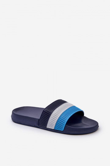 Modèle classique Chaussons Mâle avec des bandes bleu foncé Sylri