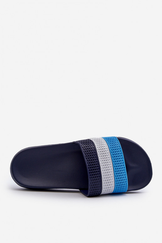Modèle classique Chaussons Mâle avec des bandes bleu foncé Sylri