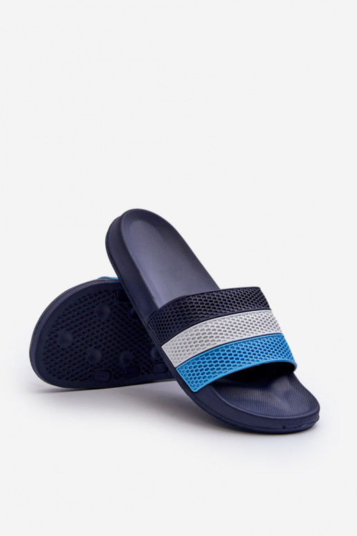 Modèle classique Chaussons Mâle avec des bandes bleu foncé Sylri