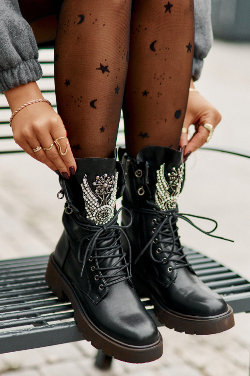 Eko Peau Bottines de travail Avec décoration réchauffer D&A MR880-080 couleur noire