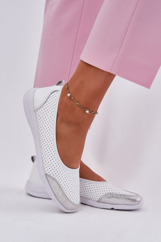 Haut Feminin Durchbrochene Ballerinas Zueiße Farbe Lucy