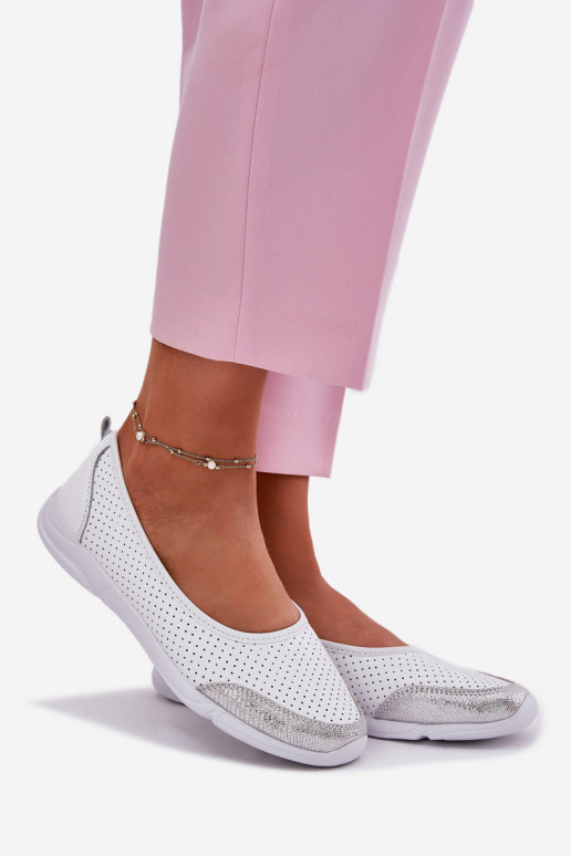 Leer Dames OpengeInerkte ballerinas Initte kleur Lucy