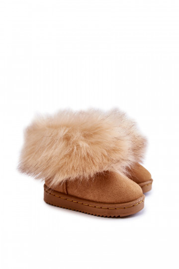 Bottes de neige pour enfants avec un manteau de fourrure marron Ariana 2