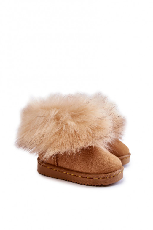 Bottes de neige pour enfants avec un manteau de fourrure marron Ariana