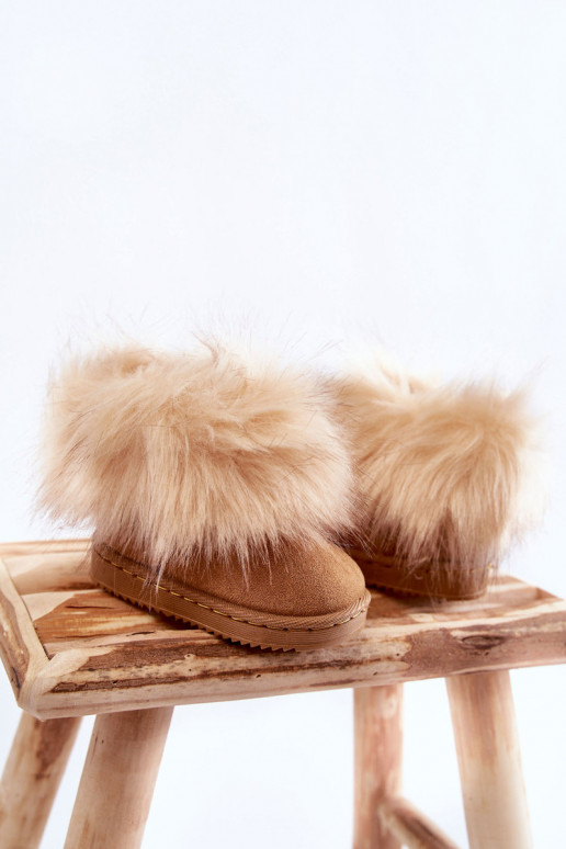 Bottes de neige pour enfants avec un manteau de fourrure marron Ariana