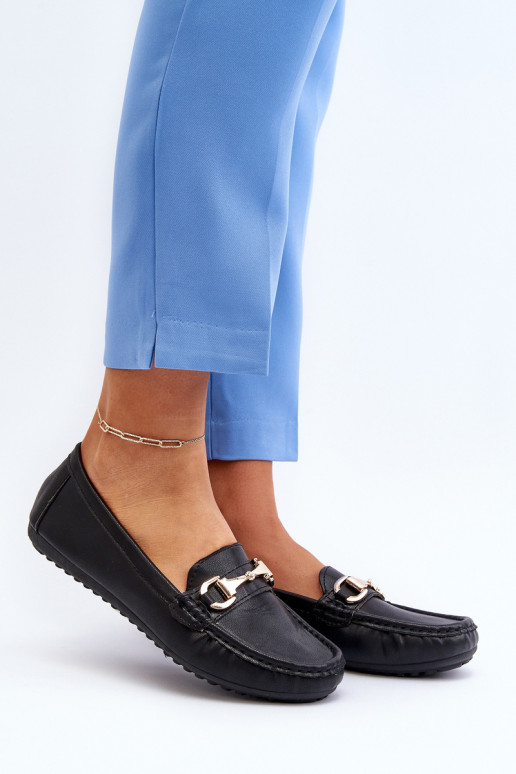 Féminin Modèle classique Mocassins Eko Peau couleur noire Demese