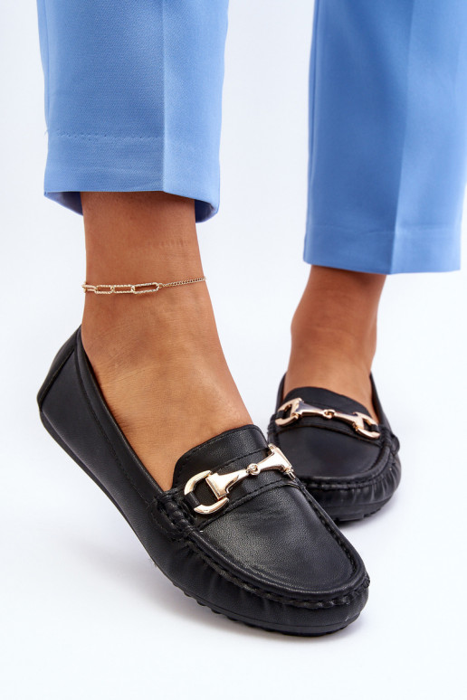 Féminin Modèle classique Mocassins Eko Peau couleur noire Demese