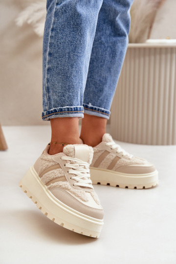 réchauffer Chaussures modèle baskets Féminin avec une plateforme avec échauffement beige Daivlene 2