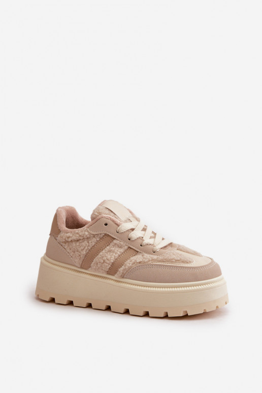 réchauffer Chaussures modèle baskets Féminin avec une plateforme avec échauffement beige Daivlene