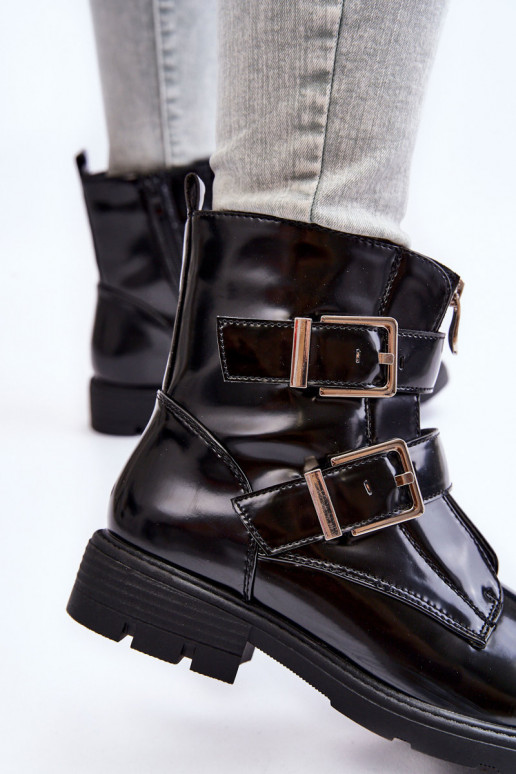 Féminin réchauffer Bottes avec des talons larges avec fermetures éclair couleur noire Joshie