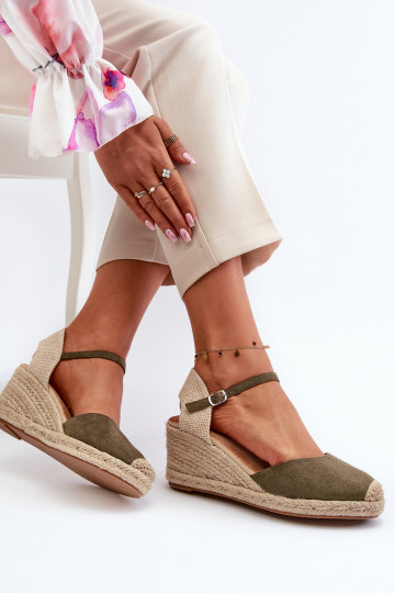 aus INildleder Sandalen Espadrilles mit einer Plattform grüne Farbe Cammer 2