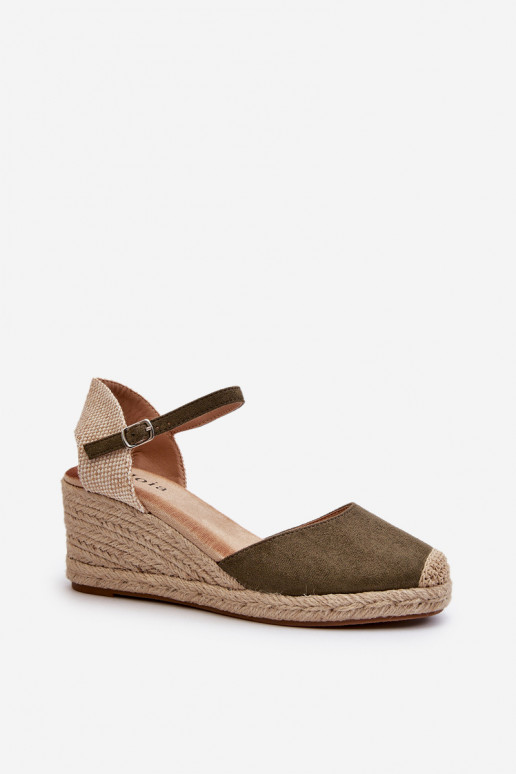 van suède sandalen espadrilles met platform groene kleur Cammer