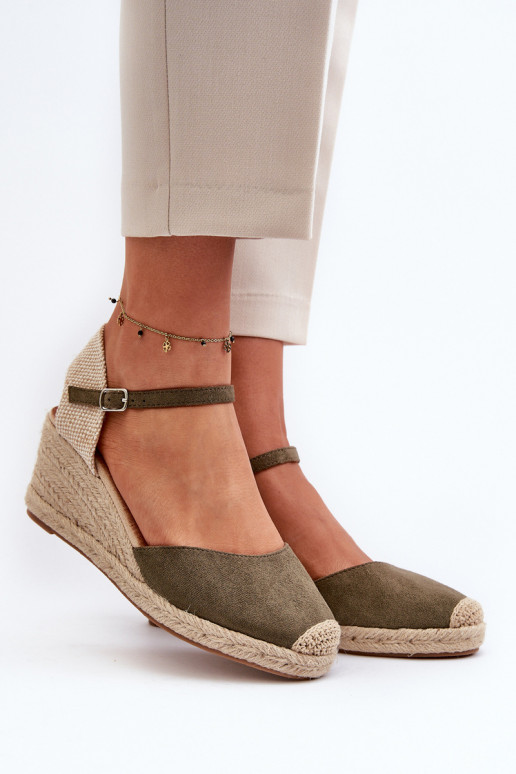 van suède sandalen espadrilles met platform groene kleur Cammer
