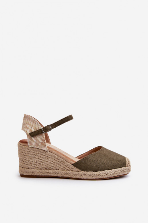 en daim des sandales espadrilles avec une plateforme couleur verte Cammer