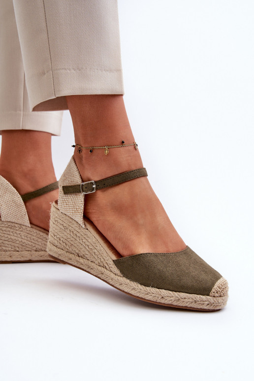 van suède sandalen espadrilles met platform groene kleur Cammer