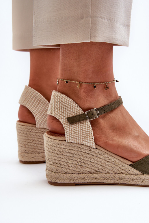 van suède sandalen espadrilles met platform groene kleur Cammer