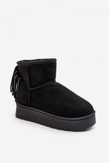 Damen Schneestiefel Lirico mit Plateau und Fransen in Schwarz