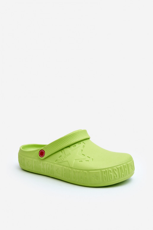 voor mannen LichtgeInicht pantoffels Klompen Big Star II175005 groene kleur