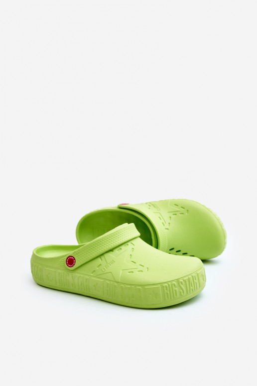 voor mannen LichtgeInicht pantoffels Klompen Big Star II175005 groene kleur