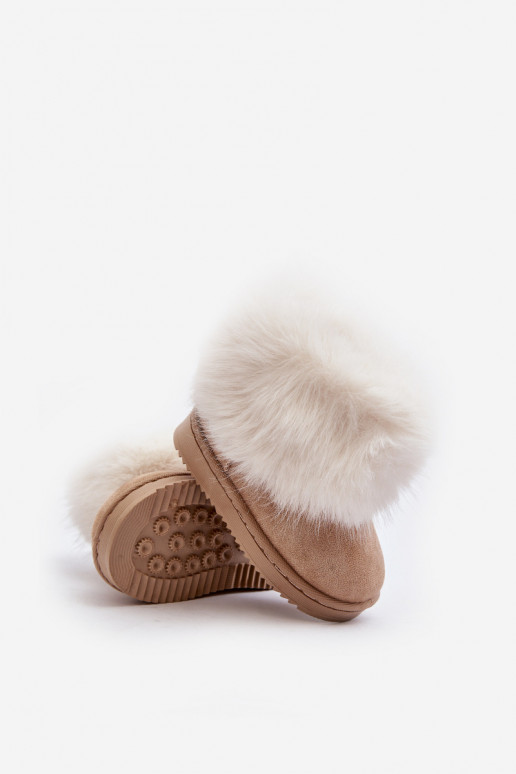 Bottes d hiver chaudes pour enfants avec un manteau de fourrure beige Nohie