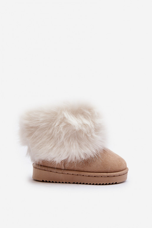 Bottes d hiver chaudes pour enfants avec un manteau de fourrure beige Nohie