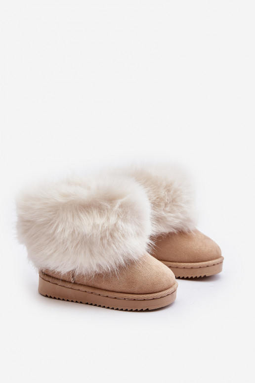 Bottes d hiver chaudes pour enfants avec un manteau de fourrure beige Nohie