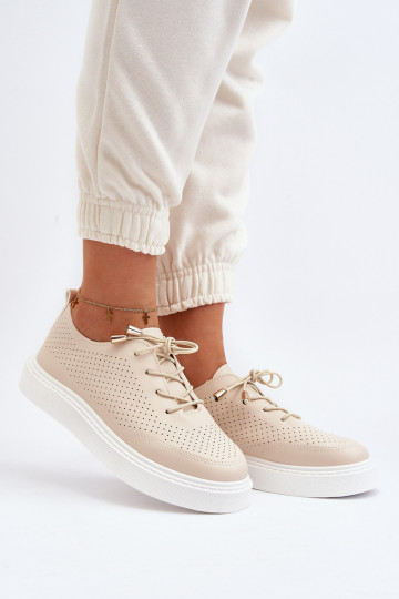 Freizeitschuhe Unassemia mit Lochmuster in Sandfarbe 2
