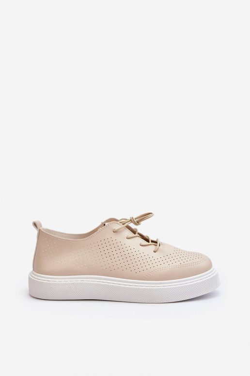 mit durchbrochenen Elementen Freizeitschuhe Beige Unassemia