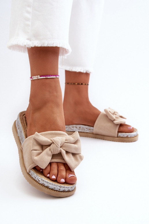 Dames Slippers met platform met linten beige Aflia