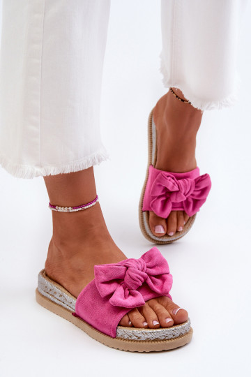 Dames Slippers met platform met linten roze Aflia