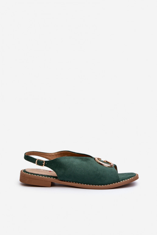 Style élégant Sandales pour femmes avec des ornements en daim écologiqueoÀe S.Barski KV27-058 couleur verte