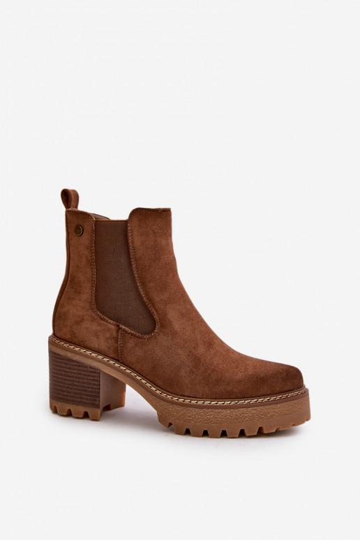 Dameslaarzen opInarmen met hakken van eco-suèdeoIne bruine kleur Irissinae