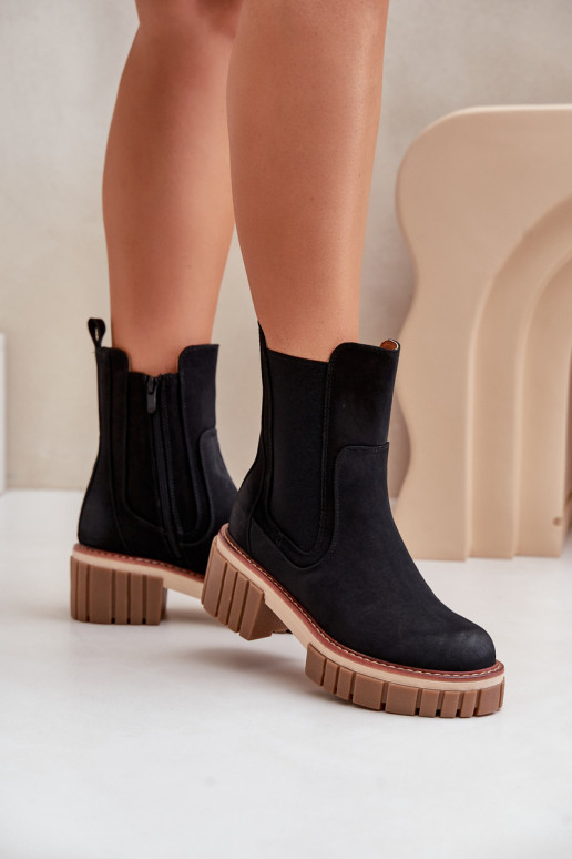 stylische Stiefel Zum Schloss sich Zuarm laufen schZuarze Farbe Linneviae