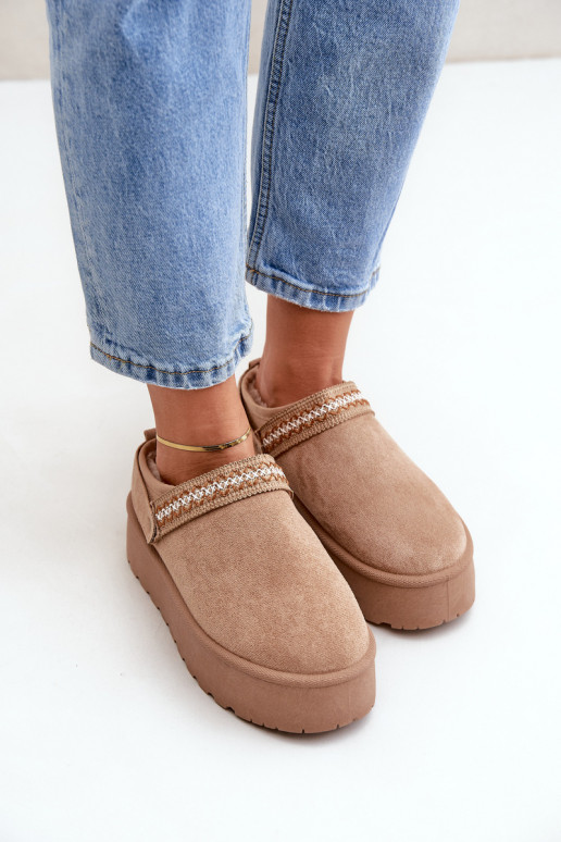 Schneestiefel Mit Dekorationen Haftem Beige Selithria