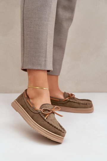 mocassins pour femmes Sur une semelle plate couleur kaki Timannie
