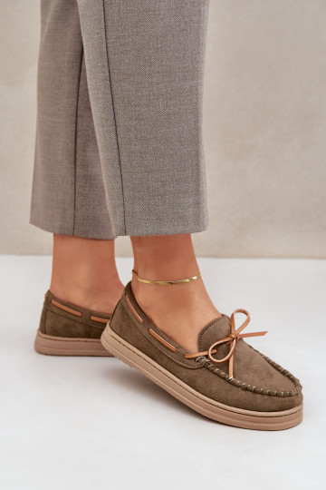 mocassins pour femmes Sur une semelle plate couleur kaki Timannie 2
