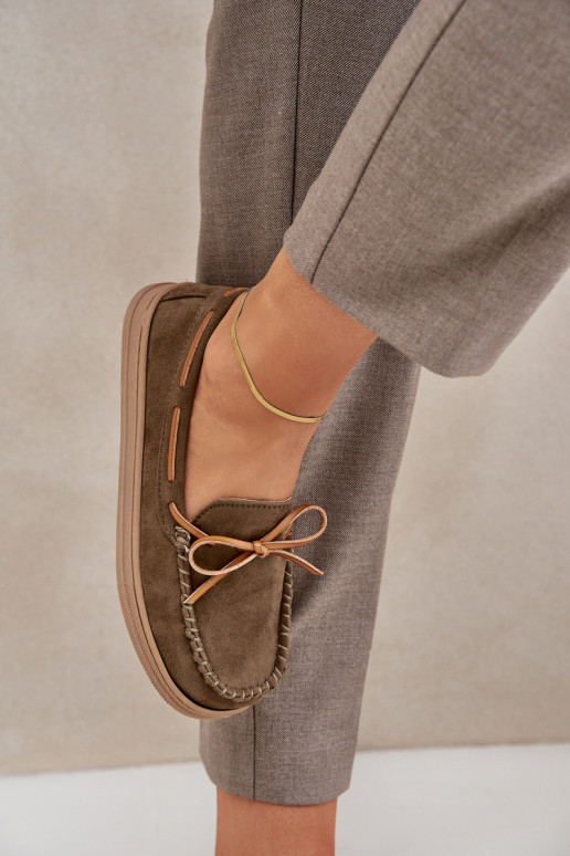 mocassins pour femmes Sur une semelle plate couleur kaki Timannie