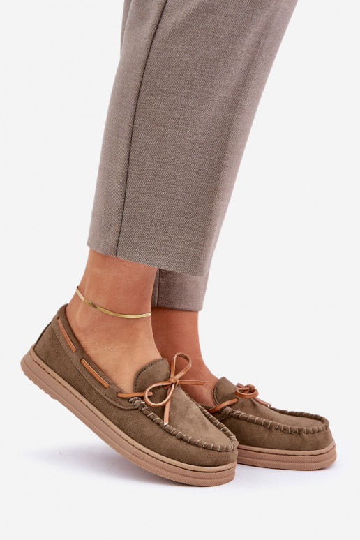 mocassins pour femmes Sur une semelle plate couleur kaki Timannie