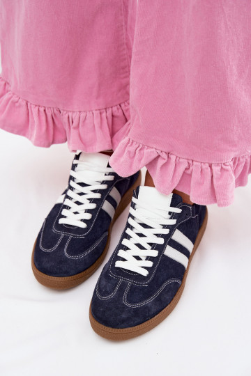 Damen niedrige Sneakers Zazoo N1068 aus Wildleder in Dunkelblau