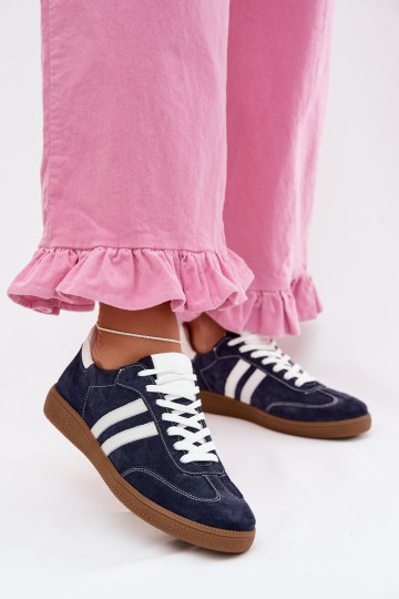 Damen niedrige Sneakers Zazoo N1068 aus Wildleder in Dunkelblau 2
