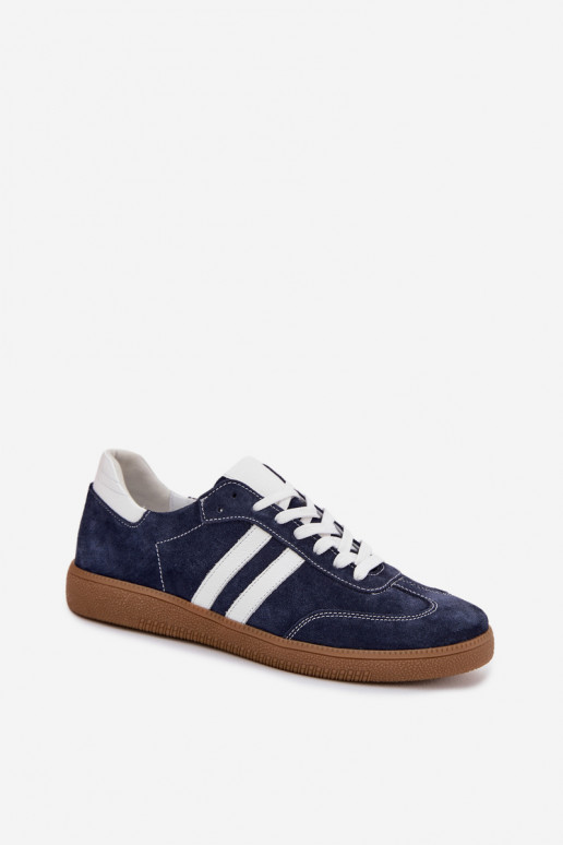 Zazoo N1068 en daim Faible Chaussures modèle baskets Féminin bleu foncé