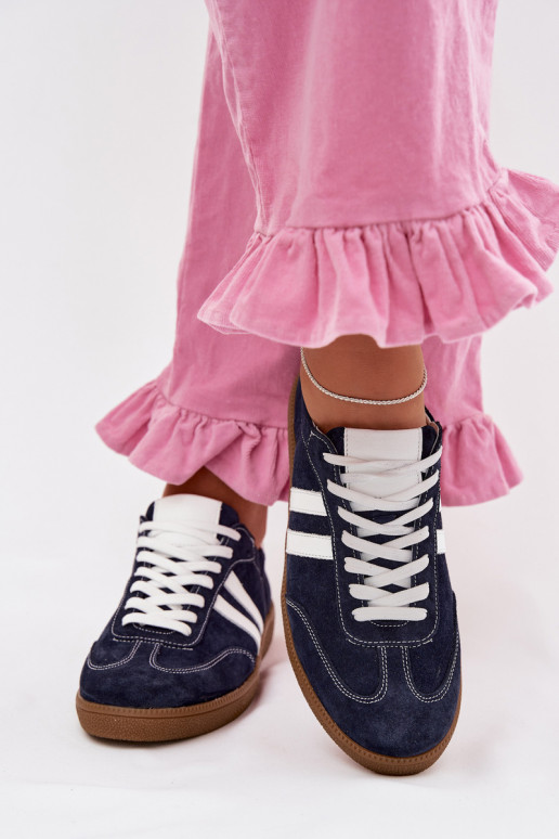 Zazoo N1068 en daim Faible Chaussures modèle baskets Féminin bleu foncé